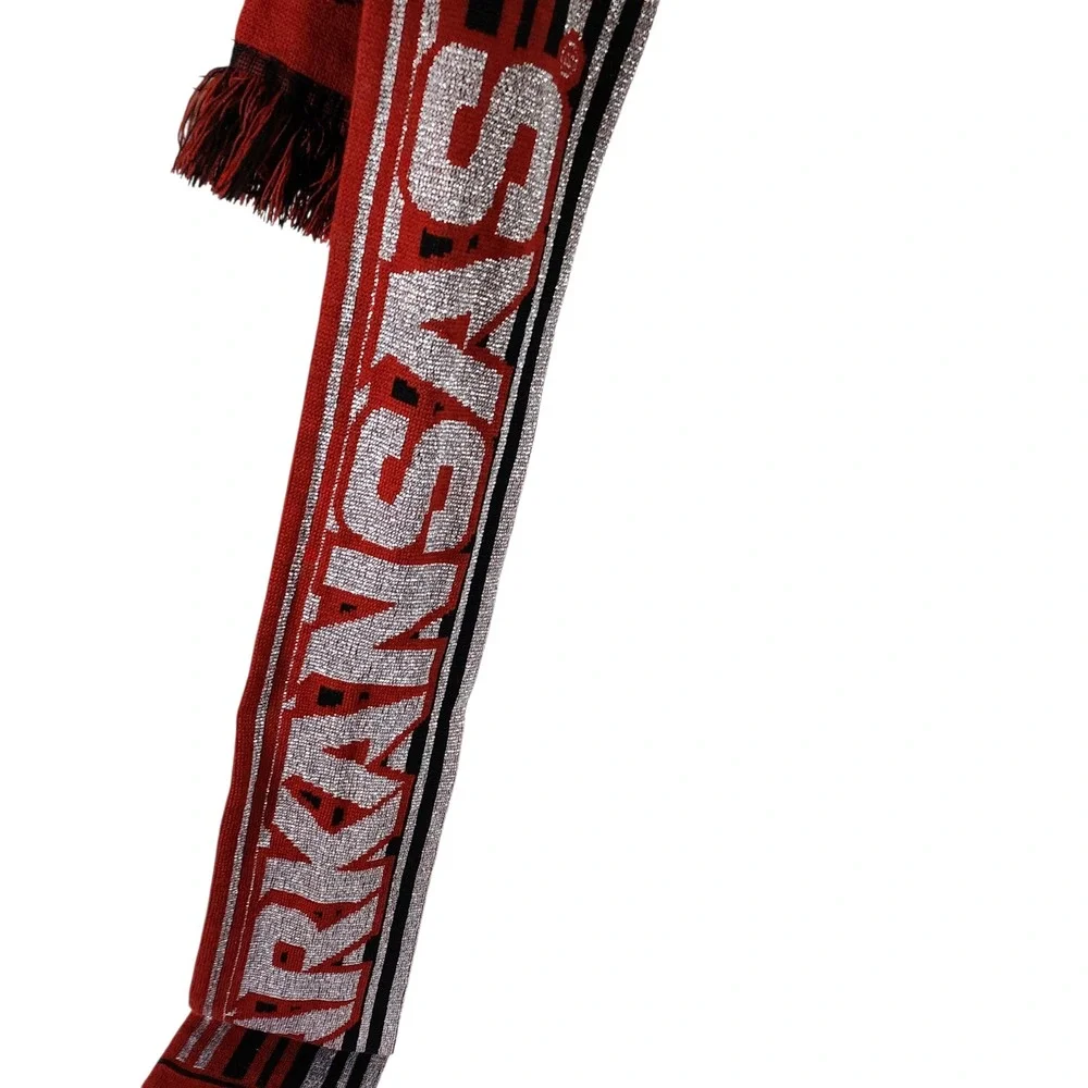 Forever Collectibles Arkansas Razorbacks Knit Scarf Red Black Silver Tassels